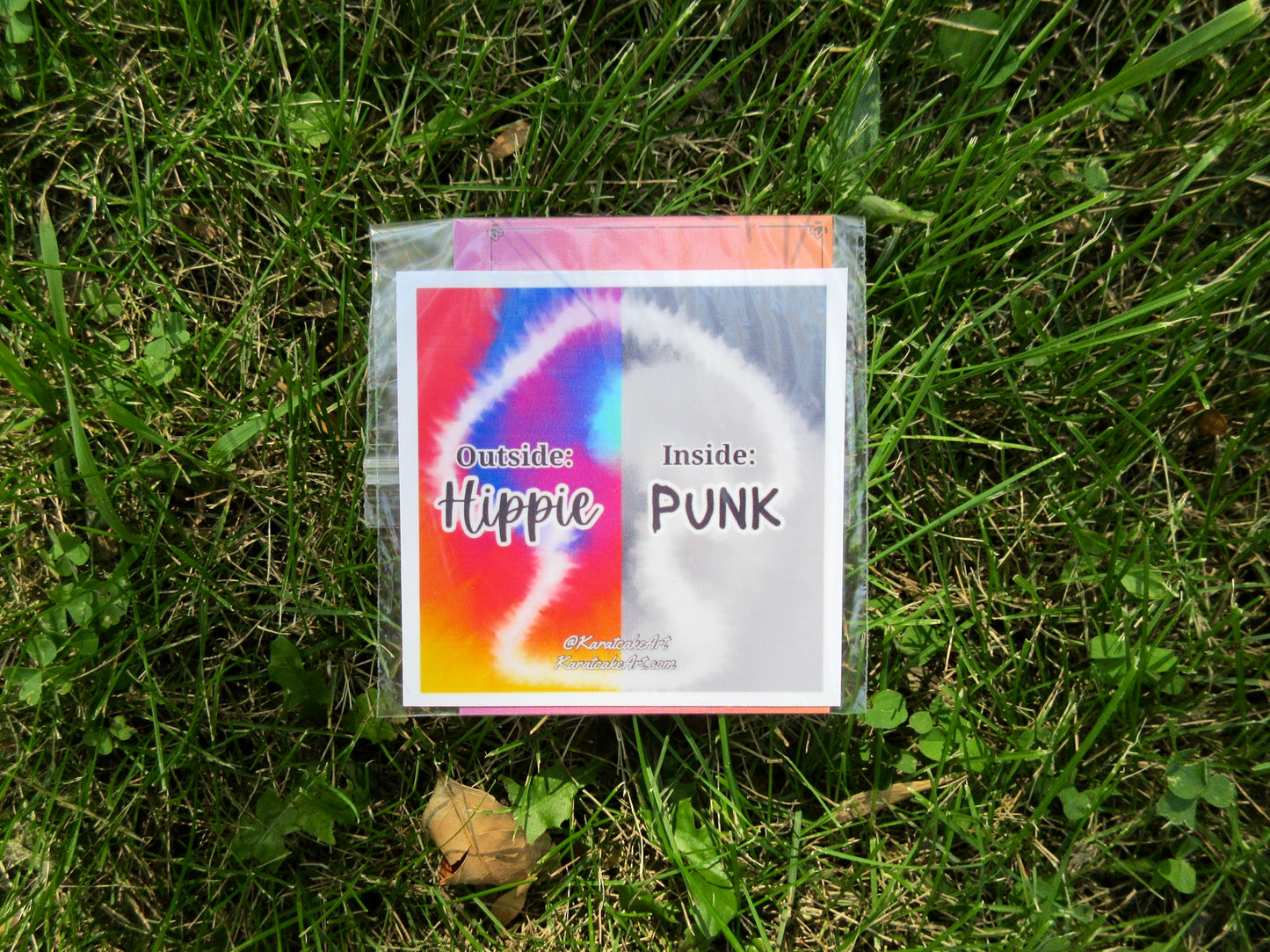 "Dichotomy" Hippie/Punk Square Sticker