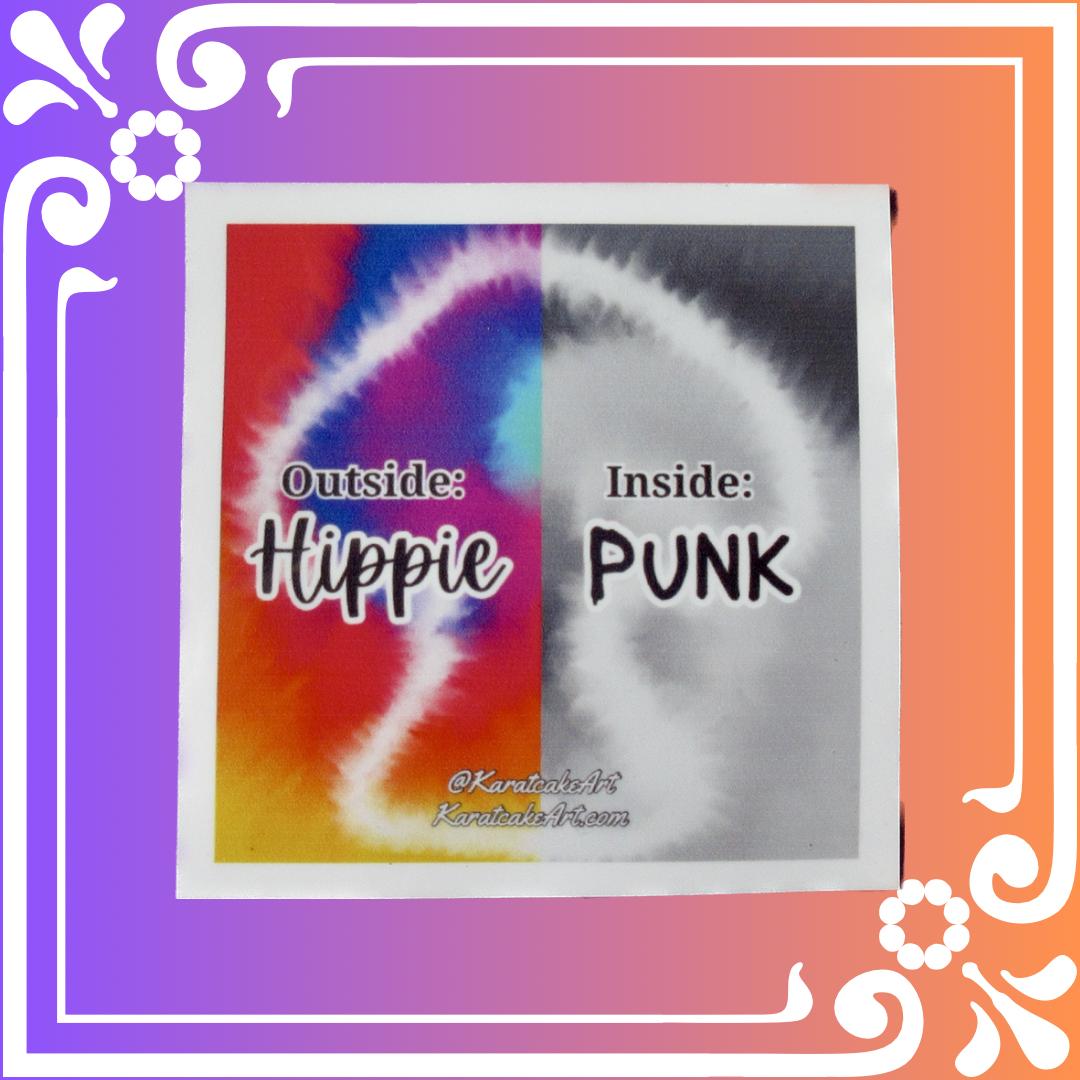 "Dichotomy" Hippie/Punk Square Sticker